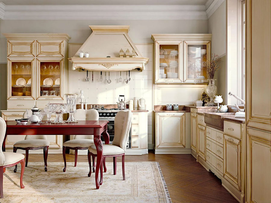 Modello di cucina classica avorio n.12
