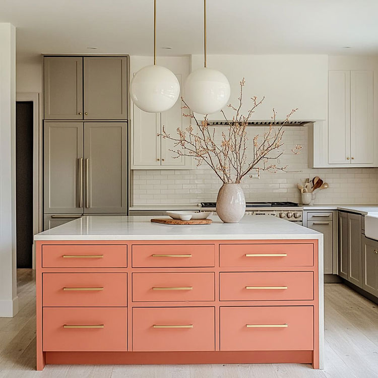 Soluzioni originali per i colori dell'isola della cucina n.4