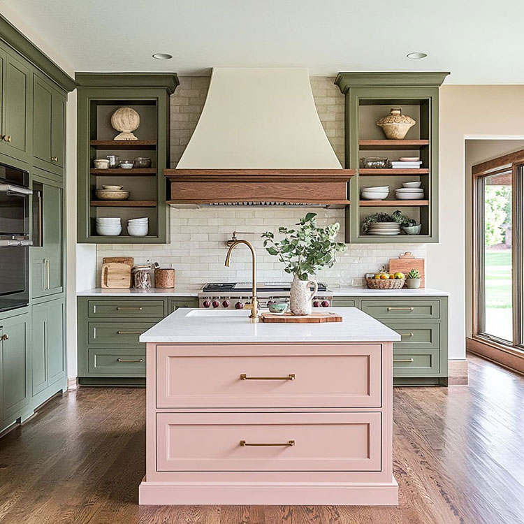 Soluzioni originali per i colori dell'isola della cucina n.5