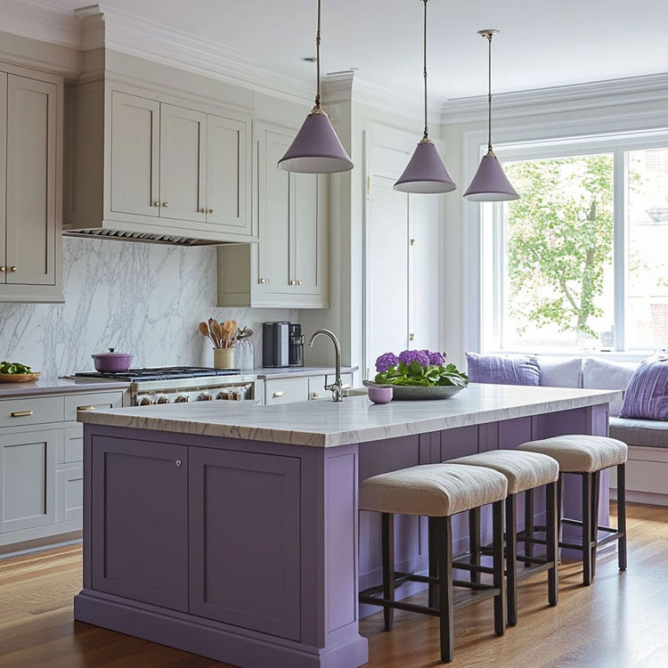 Soluzioni originali per i colori dell'isola della cucina n.7