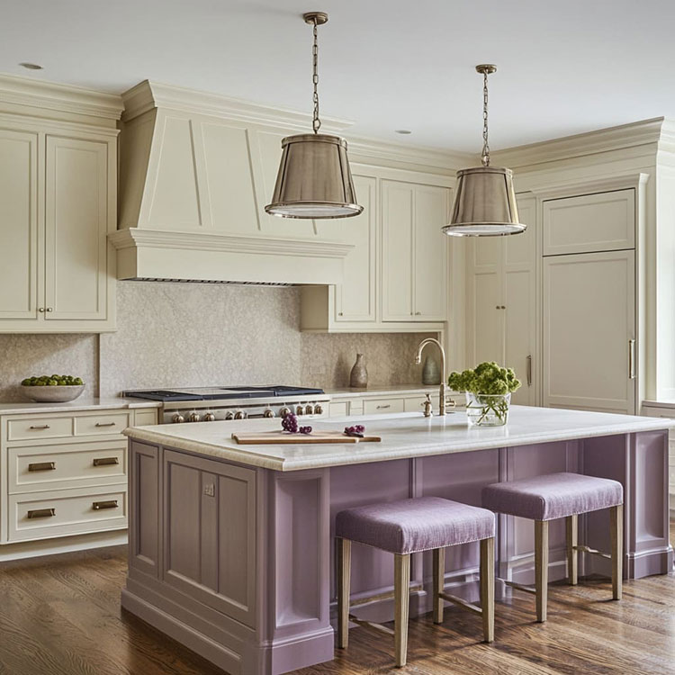 Soluzioni originali per i colori dell'isola della cucina n.8