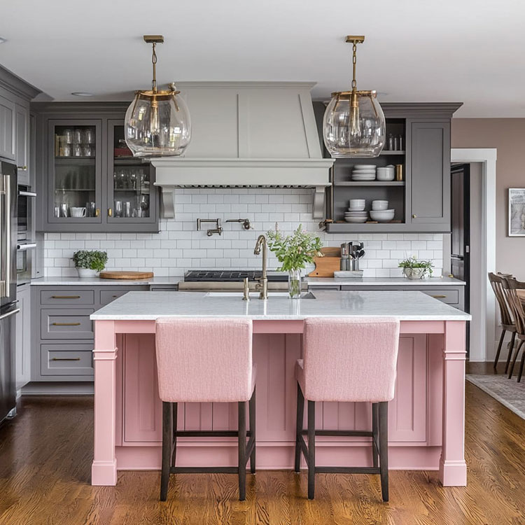 Soluzioni originali per i colori dell'isola della cucina n.9