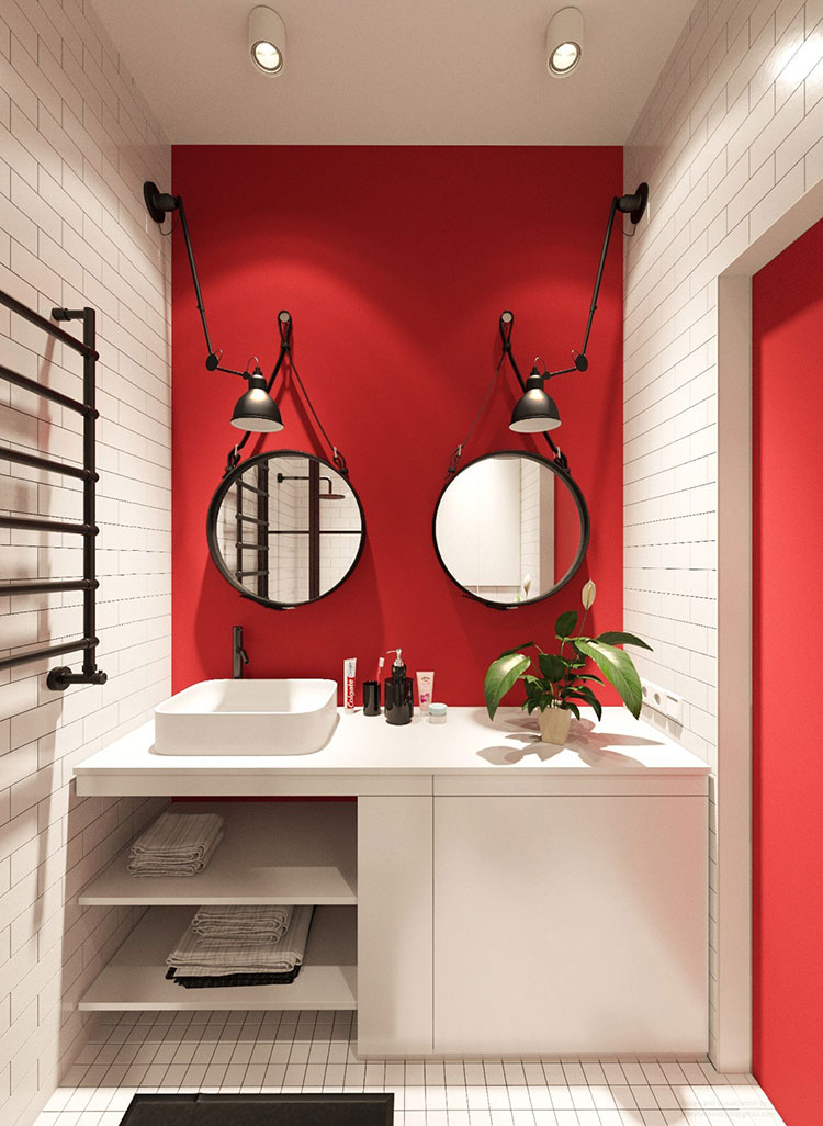 Bagno rosso e bianco 13 Idee per arredare un bagno rosso e bianco 13