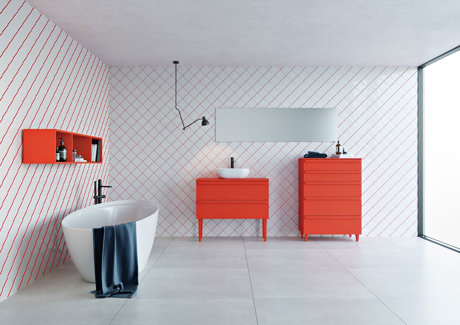 Mobile bagno rosso 08 Modello di mobile bagno rosso 08