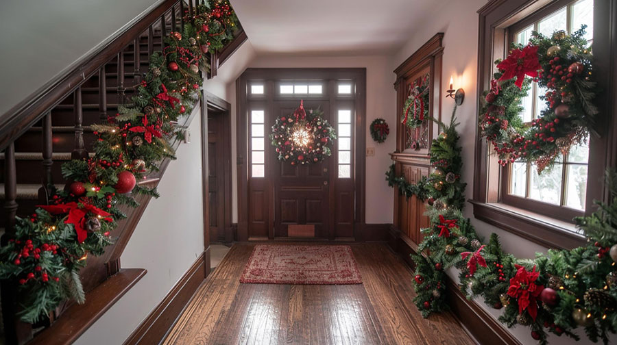 Decorazioni natalizie per l'ingresso di casa n.12