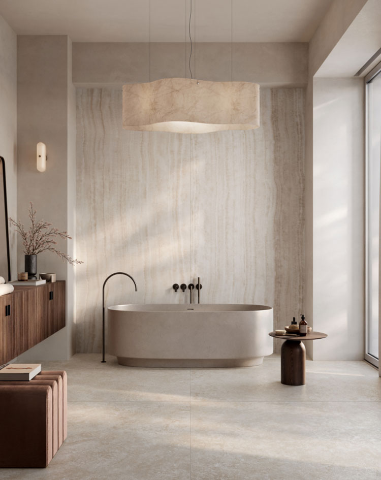 Bagno in travertino 02 Idee bagno in travertino moderno n.02