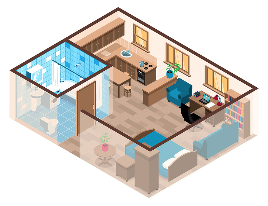 Pianta per monolocale n.1