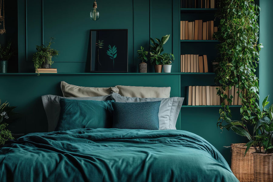 Consigli per arredare una camera da letto con il verde petrolio n.2