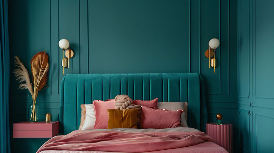 Consigli per arredare una camera da letto con il verde petrolio n.3