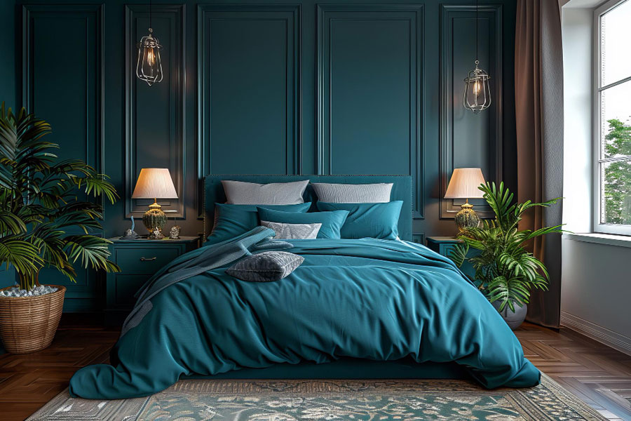 Consigli per arredare una camera da letto con il verde petrolio n.8