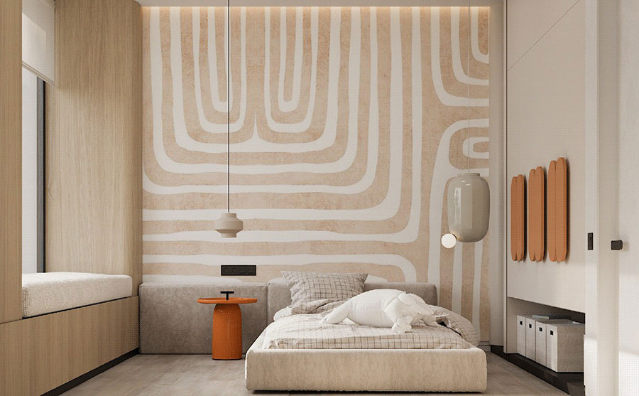 Idee testiera letto elegante con carta da parati n.9