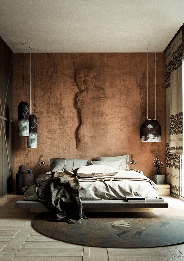 Idee testiera letto elegante con carta da parati n.13