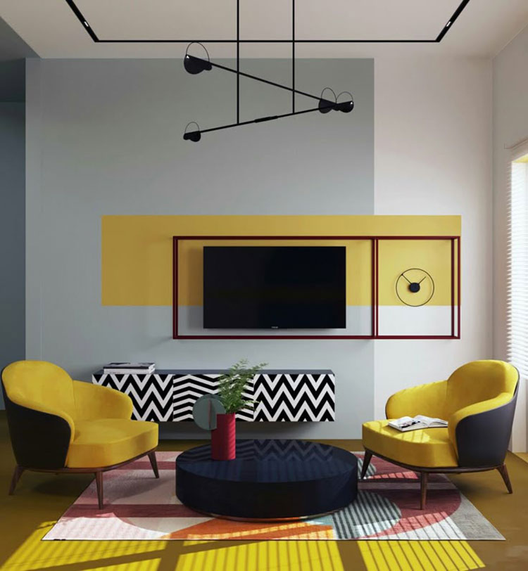 Idee per soggiorno con pareti colorate n.12