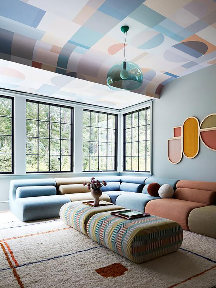 Idee per soggiorno con pareti colorate n.14
