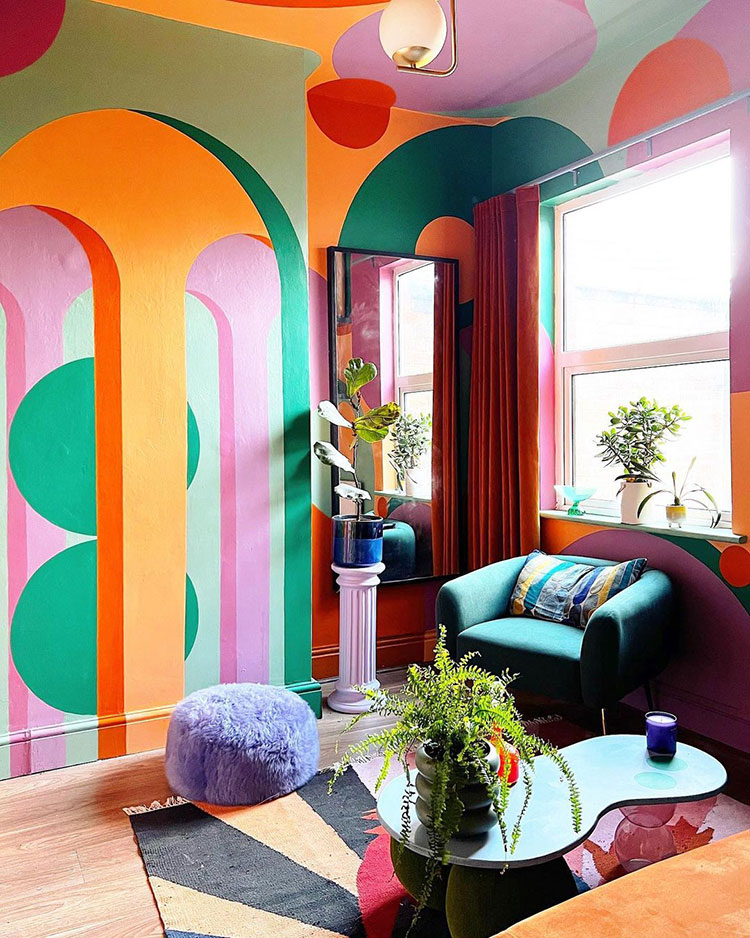 Idee per soggiorno con pareti colorate n.17