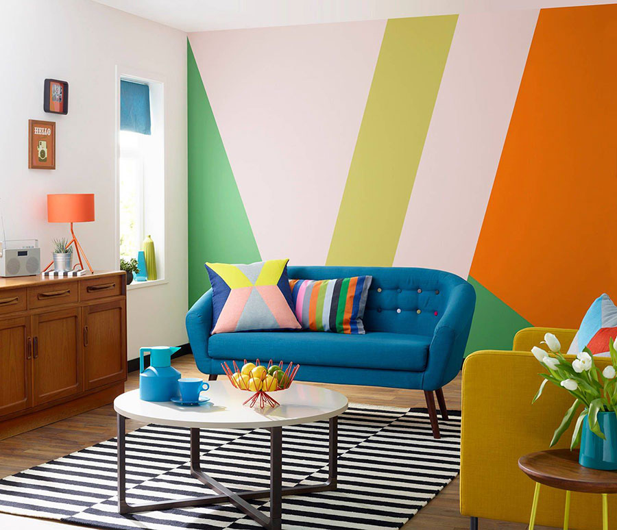 Idee per soggiorno con pareti colorate n.18
