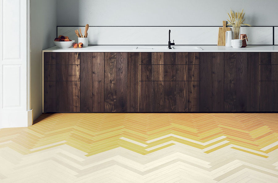 Idee pavimento per cucina in gres a spina di pesce n.3